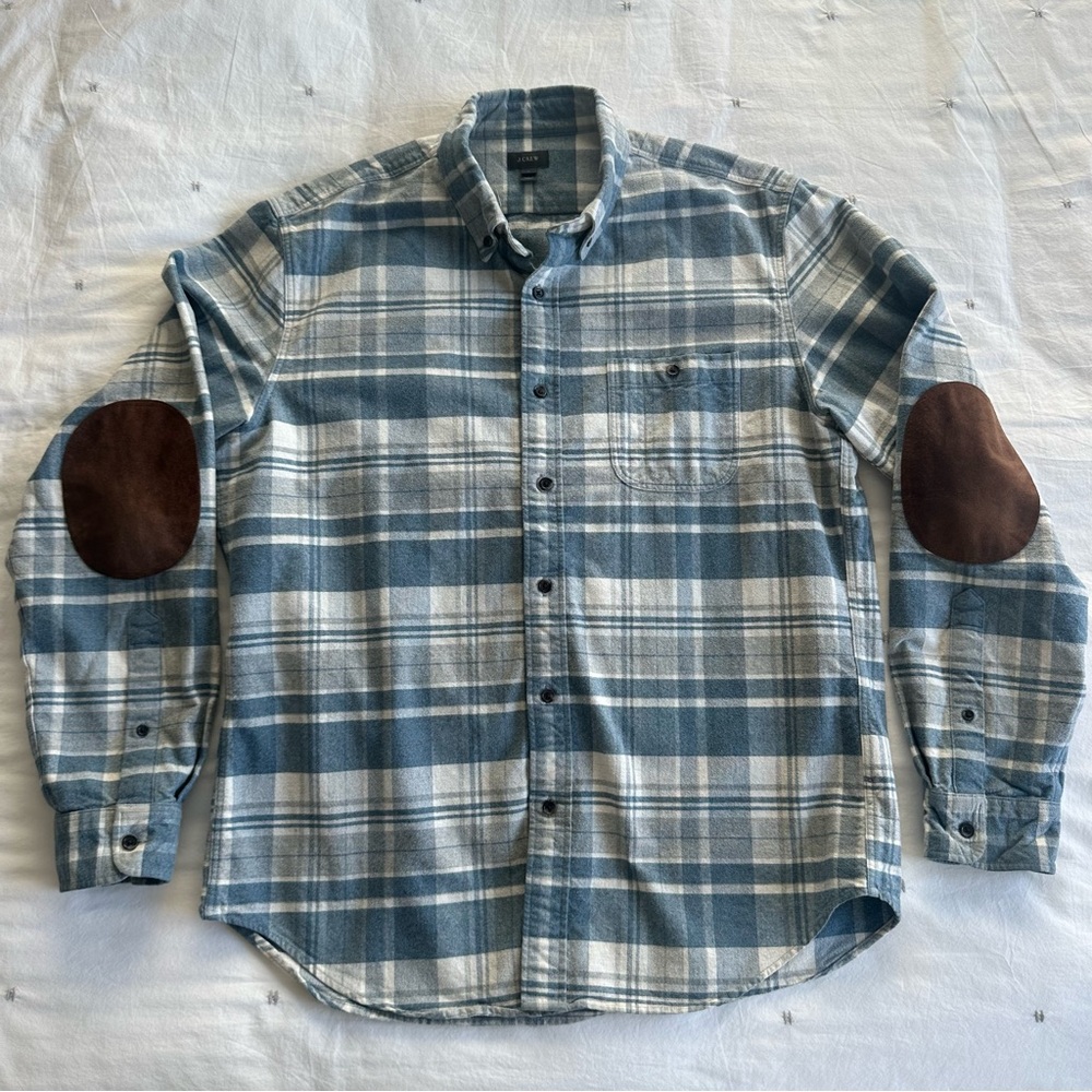 J. Crew Men’s Plaid Flannel with Suede Elbow Patches